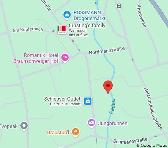 Kartenausschnitt Google Maps Ausschnitt der Google Maps Karte mit dem Standort der Ergo-und Physiotherapie-Praxis Christine Seiler